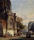 Town Square Before A Church A Capriccio by Cornelis Springer